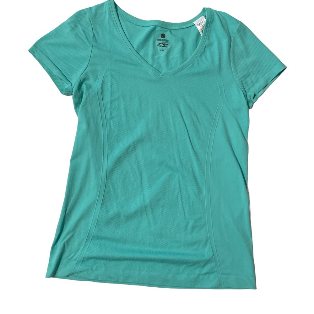 Old navy active Women's T-Shirt Athletic V-Neck Short Sleeved Teal Slim Fit Sz L